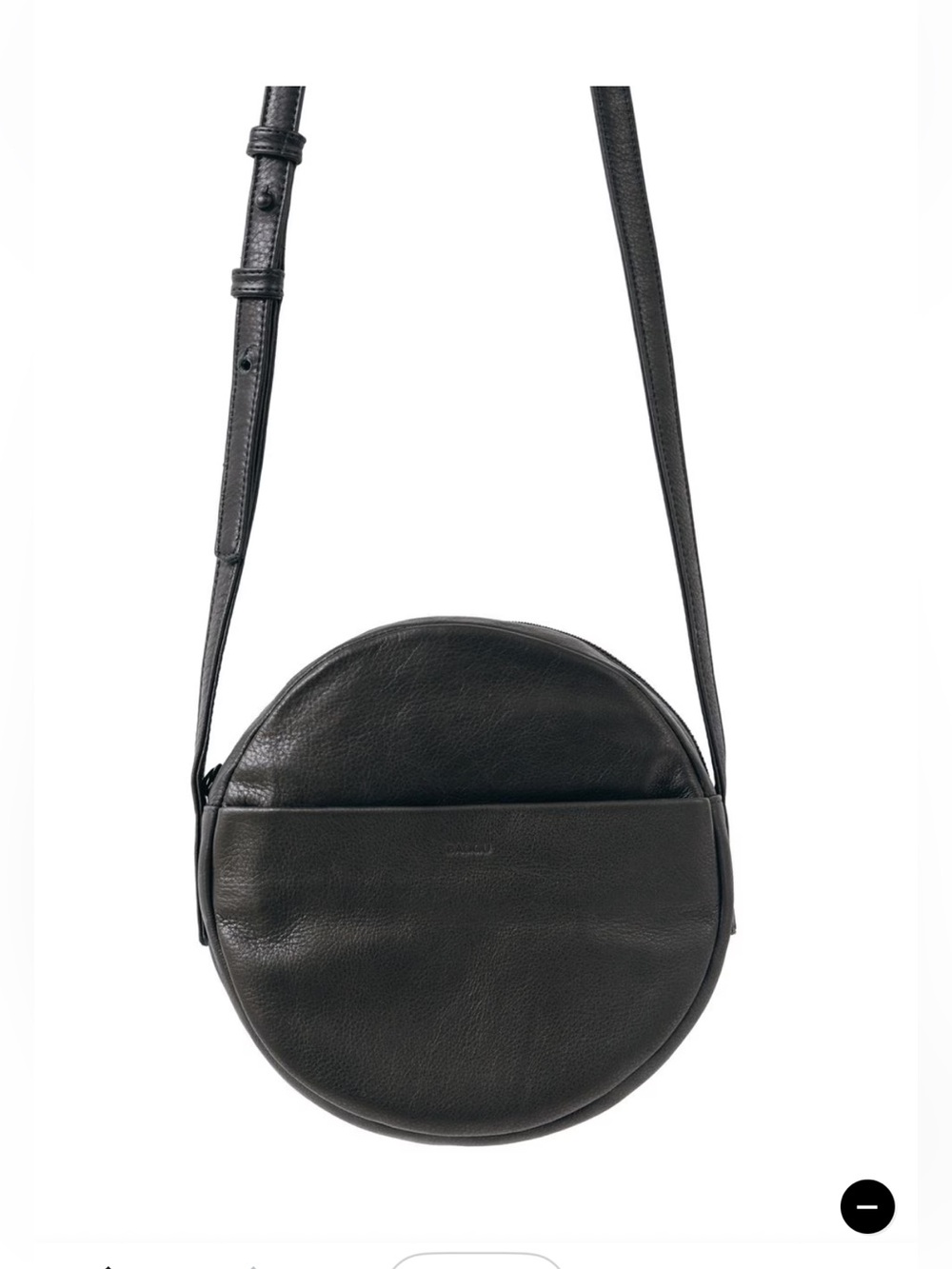 BAGGU Black Leather Circle Bag / crossbody or shoulder